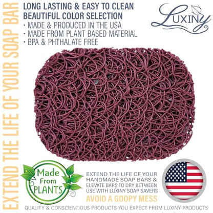 Soap Savers for bar soap, American Made by Luxiny, Lifts Soap in Soap Dishes & Shower Soap Holders -Handmade Soap Lasts Longer -Made from Plant Materials (Raspberry) - color: Raspberry - 2 Pack