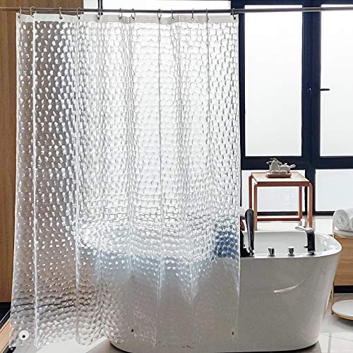 NTBAY EVA Shower Curtain Liner, 72 x 72, 6 Gauge, Clear Water Cube | Water-repellent EVA Liner with 3 Bottom Magnets, 12 Reinforced Grommets, and 12 Plastic Hooks - color: Clear Water Cube, size: 72"W x 72"L (Pack of 1)