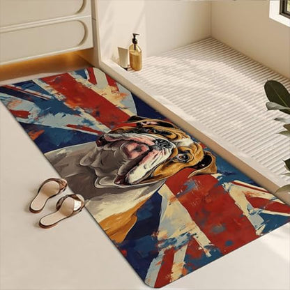 Bathroom Runner Mat Rugs Long,English Bulldog British Flag Creative Diatomite Stone Bath Mat Large Absorbent Diatomaceous Non Slip Fast Dry Bathroom Rugs 16x42in - color: Design05