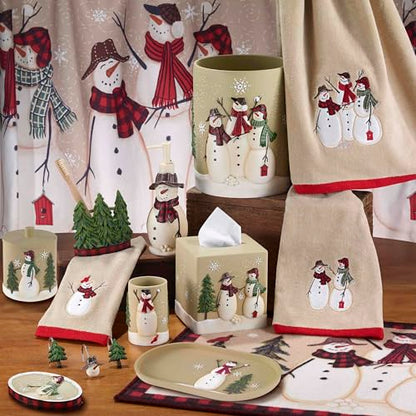 Avanti Linens - Bath Towels, Soft & Absorbent, Embroidered, Christmas Decorations, Set of 2 (Snowmen Gathering Collection) - size: 2pc Bath Towels