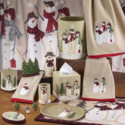 Avanti Linens - Fingertip Towels, Soft & Absorbent, Embroidered, Christmas Decorations, Set of 4 (Snowmen Gathering Collection) - size: 4pc Fingertip Towels