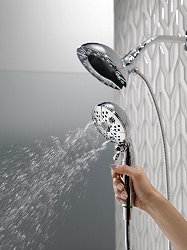 Delta Faucet 5-Spray In2ition Dual Shower Head with HandHeld Spray, H2Okinetic Chrome Shower Head with Hose, Showerheads, Handheld Shower Heads, Magnetic Docking, Chrome 58480-PK - color: Chrome