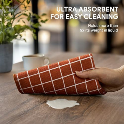 RECYCO Waffle Kitchen Towel Set of 2 - Quick Dry Microfiber Sustainable Dish Towels - Ultra Absorbent Reusable Cleaning Tea Towels - Lightweight Hand Towels,16”x 28”, Farmhouse Plaid - color: Farmhouse Plaid