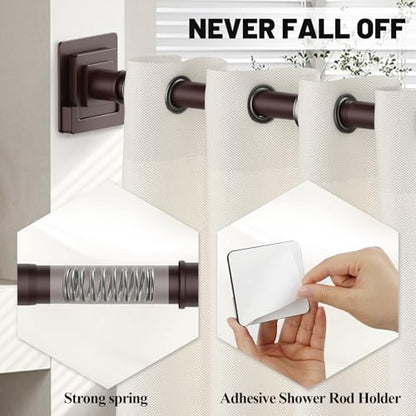 UIOSANRT Brown Shower Curtain Rod 31-79 inches, Stainless Steel Shower Rod & Tension Rod, Adjustable Tension Shower Curtain Rod for Bathroom, Windows, Closet - color: Brown, size: 31"-79"