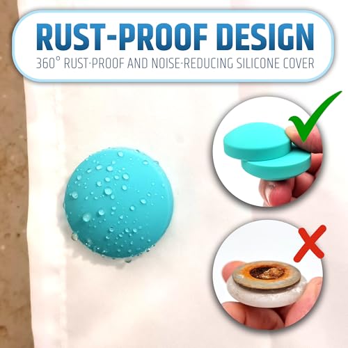 Powerful Anti-Billowing Magnetic Shower Curtain Weights for Splash-Free Bath Experience - 360° Silicone Wrapped - Will Never Rust - Heavy Magnets Prevent Curtain Liners from Blowing | 4 Pairs | Green - color: Green, size: 4 Standard Pairs