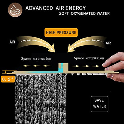 12 In Rain Shower Head High Pressure Rainfall Shower Head Brushed Gold | Square Rain Bathroom Showerhead, High Flow, Large Stainless Steel, Ceiling Mounted, Wall Mounted, Waterfall Full Body - color: Brushed Gold, size: 12 Inch
