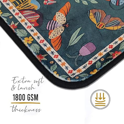 BBSET Boho Gothic Moth Bath Rug Runner 47 * 16inch Butterfly Plant Floral Bathroom Mat Non Slip Absorbent Cute Leaves Bathroom Mats (Butterfly) - color: Butterfly