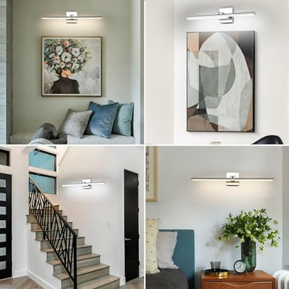 LED Bathroom Vanity Light, Modern Bathroom Light Fixture Over Mirror (3000K/4000K/6000K, Dimmable), Vanity Light Bar with Angle Adjustable, 32 Inch, Chrome - color: Chrome, size: 32 inch