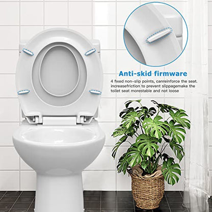 Toilet Seat Elongated White Flat Toilet Seat Cover with Quick Release Easy Clean Hinges, Comfortable Fit for Standard Toilets, Perfect for Home Bathroom Upgrades, Apartments and Guest Restrooms - size: Round with Toddler Seat