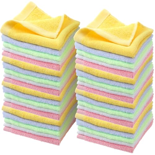 40 Pack Cotton Wash Cloth Bulk, 10x10 Inch Soft Quick Drying Cotton Viscose Towels, Bulk Bath Hand Face Wash Cloths for Women Men, Multipurpose Bathroom Body Washing Rags, Fingertip Towels
