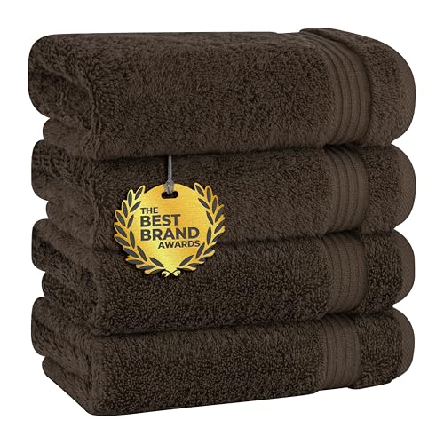 Cotton Paradise 100% Cotton Turkish Towel Set, Soft Absorbent Quick Dry, 4 Piece Hand Towel Set, Chocolate Brown - color: Chocolate Brown, size: 16"x28"