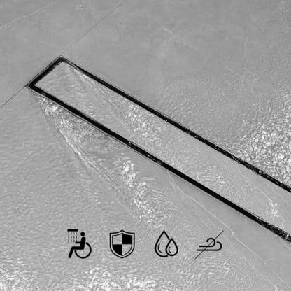 SaniteModar Linear Shower Drain 16 inch Brushed with Tile Insert Panel | AISI 304 Stainless Steel Brushed Linear Dain Rectangle Shower Floor Drain with Hair Strainer and Leveling Feet - color: Tile Insert Grate, size: 16 inch
