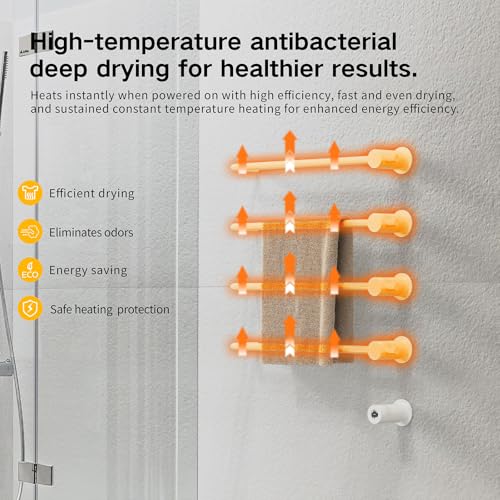 Z&Zhanle Electric Towel Warmer Rack, 4-Bar Wall Mount, Hidden Style, One-Touch Start, (4-Bar High-Gloss White) - color: 4-bar High-gloss White