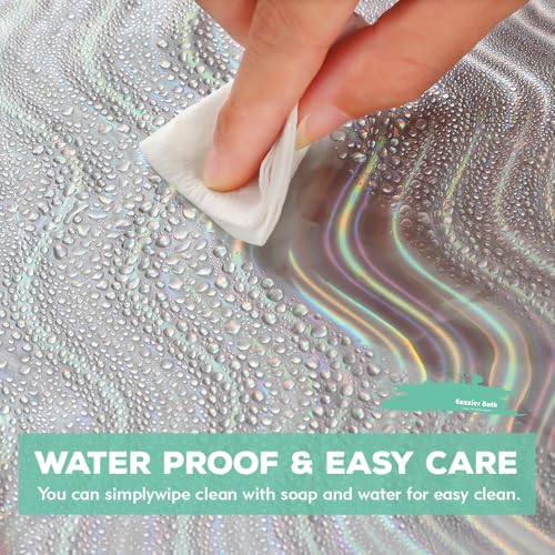 Holographic 3D EVA Shower Curtain Liner Wave, 72x72 Premium Clear Plastic Bathroom Shower Curtain with Rustproof Metal Grommets for Shower Stall, Bathtubs - color: Holo - Wave, size: 72"W x 72"L (Pack of 1)