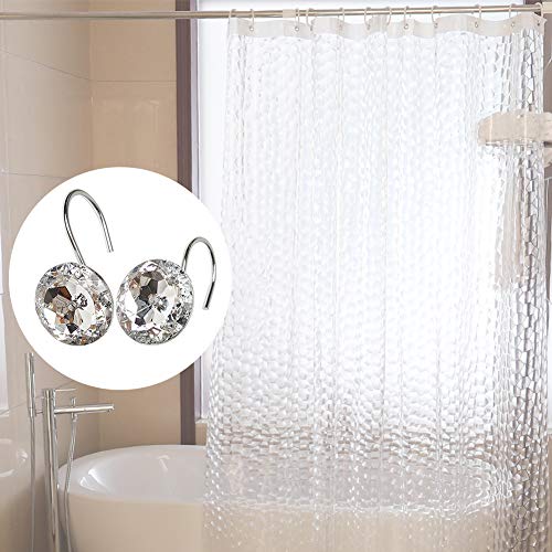 12 Pcs Bling Rhinestones Shower Curtain Hooks Bathroom Rolling Hooks - color: Clear Crystal