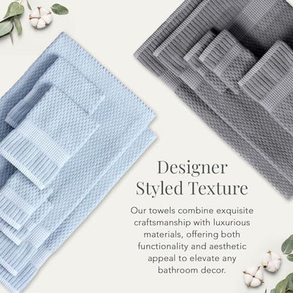 NY Loft 100% Cotton 4-Pack Bath Towel Set | Grey | Oeko-TEX | Quick-Dry | Four 30" x 52" Bath Towels | Super Absorbent | Designer-Styled Texture - color: Charcoal Grey, size: Bath Towel (4 Pack)