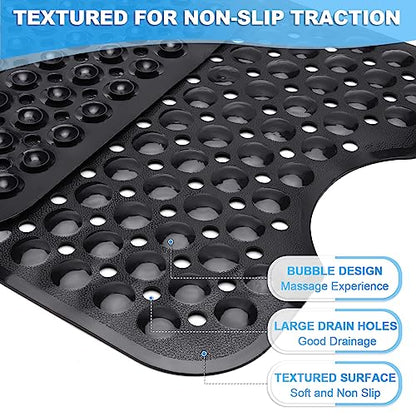 Bathtub and Shower Mats, 40x16 Inch Extra Large Non Slip Soft Bath Tub Mat with Suction Cups and Drain Holes for Bathroom Floor and Keep Tubs Clean, Machine Washable, Black - color: Black