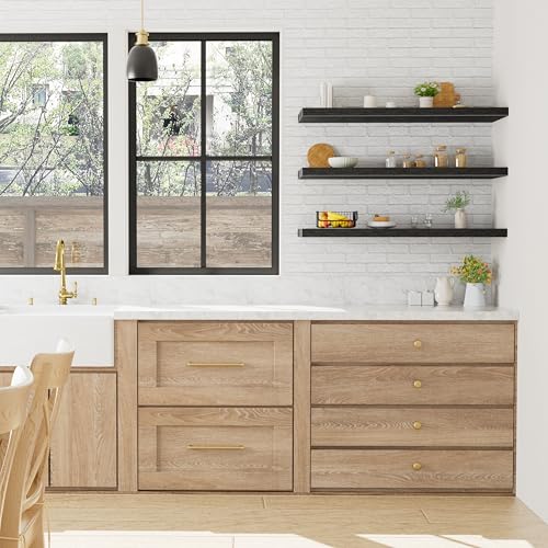 QEEIG 12" Deep Floating Shelves for Wall - 12 x 36 inch Book Shelf Bathroom Bedroom Kitchen Living Room Hanging Bookshelf Farmhouse Set of 3, Black (026-90B3) - color: B. Black, size: 35.4" x 12"