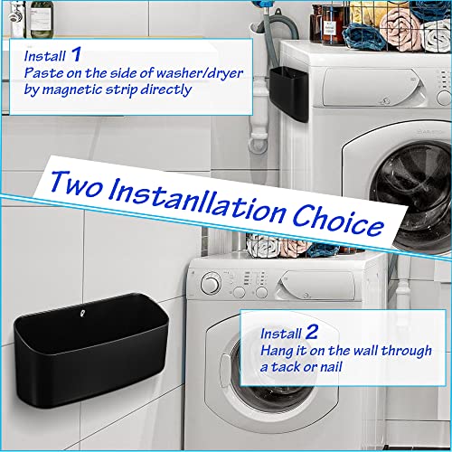 Picowe Magnetic Laundry Storage, Large Lint Holder Bin for Laundry Room, Space-Saving Trash Container Hanging on Dryer, Washer or Wall Mount Trash Bin, M - Black - size: M - Black
