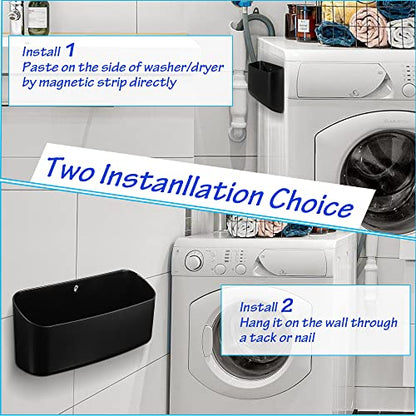 Picowe Magnetic Laundry Storage, Large Lint Holder Bin for Laundry Room, Space-Saving Trash Container Hanging on Dryer, Washer or Wall Mount Trash Bin, M - Black - size: M - Black