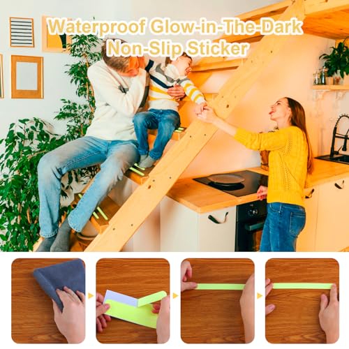 Luminous Non Slip Shower Stickers, Anti Slip Waterproof Bathtub Adhesive Mat Strips, Safe Visible Stair Floor Ladder Tape Decal, Protect Kid Elder for Boat Swimming Pool Health Club (24 Pcs) - color: 24 Pcs