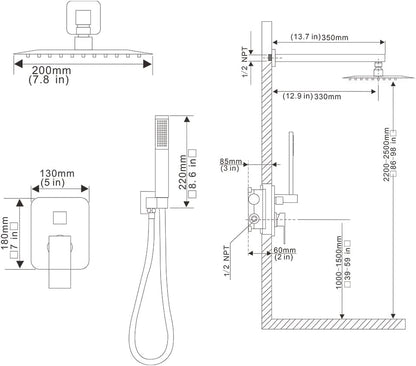 Brushed Gold Shower System Bathroom Luxury Rain Mixer Shower Combo Set Wall Mounted Rainfall Shower Head System Shower Faucet Rough-in Valve Body and Trim Kit - color: Brushed Gold, style: Handheld/Shower Faucet