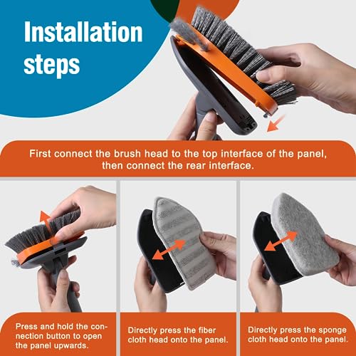 CLEANHOME Tub Tile Scrubber Brush for Cleaning Shower Tile Floor,Bathtub | 3 Different Function Cleaning Pads,56" Extendable Long Handle,No Scratch - color: Orange
