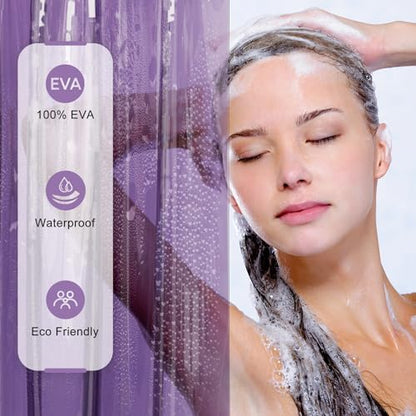 AmazerBath Purple Shower Curtain Liner Luxury, EVA Soft Clear Heavy Duty Shower Curtain and Liner 2-in-1, 72x72 Plastic Weighted Bathroom Liner, 12 Rustproof Grommets & 3 Heavyweight Stones - color: Rainbow Lavender, size: 72"W x 72"L (Pack of 1)