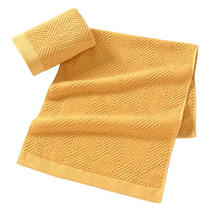 sense gnosis Yellow Hand Towels Set of 2 Striped Weave 100% Terry Cotton Towel Super Soft Highly Absorbent Face Towel for Bathroom 13" X 29" - color: Yellow
