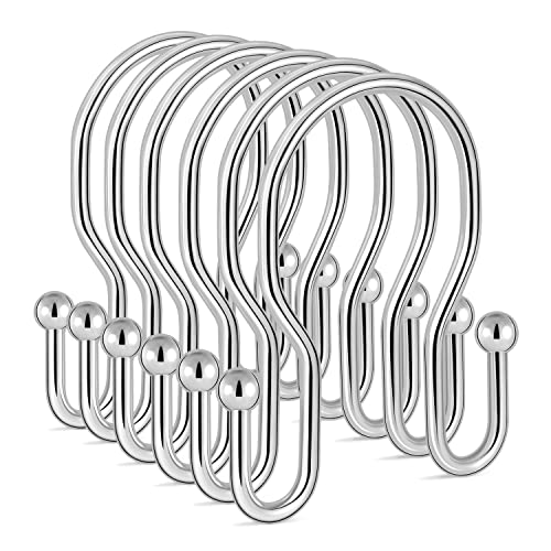 24 Pack Double Shower Curtain Hooks Rings, TENOVEL Double Sided Shower Curtain Hooks Rust Proof for Shower Curtain, Stainless Steel Bathroom Shower Hangers Rings for Shower Rods, Polished Chrome - color: Polished Chrome, size: 24 Pack