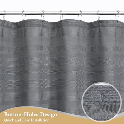 Extra Long Boho Farmhouse Shower Curtain with Tassel, Linen Bohemian French Country Chic Bathroom Shower Curtain Set, Modern Striped Textured Shower Curtain 72x84 - Grey - color: Grey, size: 72"W x 84"L (Pack of 1)