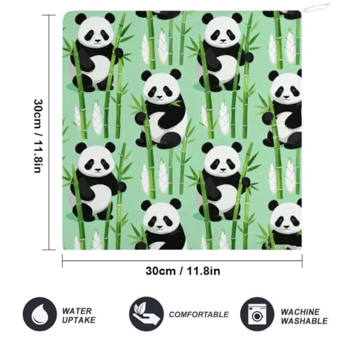 Panda Bamboo, Quick Dry Hand Towel with Hanging Loop for Gym | Absorbent Microfiber Bathroom Towel, Fast Drying Kitchen Towel, Soft Wash Cloth for Pool Bath Shower Fitness Travel, 12 Inch - size: 2PCS