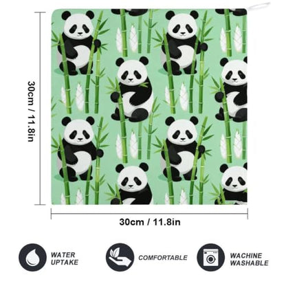 Panda Bamboo, Quick Dry Hand Towel with Hanging Loop for Gym | Absorbent Microfiber Bathroom Towel, Fast Drying Kitchen Towel, Soft Wash Cloth for Pool Bath Shower Fitness Travel, 12 Inch - size: 2PCS