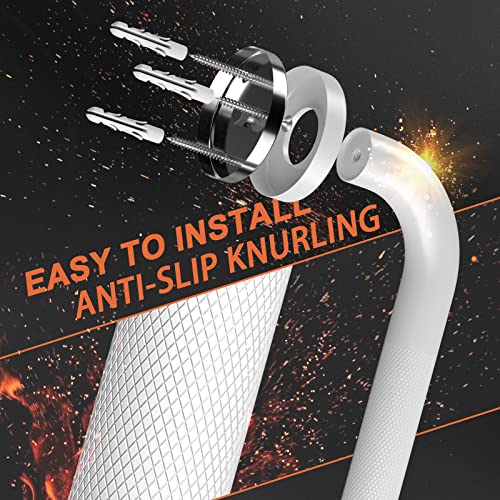 2 Pack White Grab Bar 12 Inch, Grab Bar for Bathtub and Shower | Anti-Slip Knurled Grip, Stainless Steel, Bathroom Handle for Elderly, Balanced Assist Bar, Wall Mounted Handicap Safety Bars