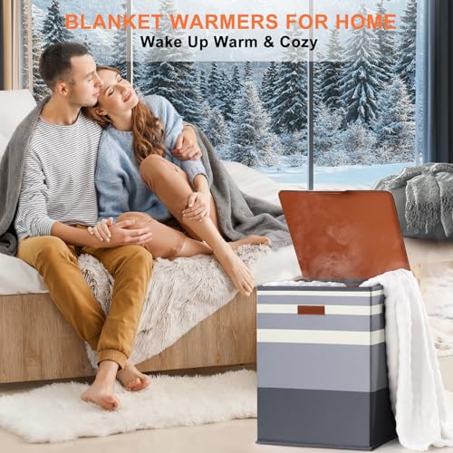Foldable 40L Large Towel Warmer Bucket，360° Even Heating SPA Towel Warmers for Bathroom, Fast Heating with 4 Modes & 30/60/90 Min Presets & Auto Shut-Off, Gift Box - color: Gradient Grey