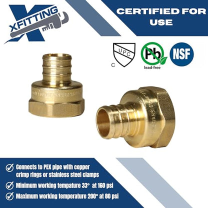 2 Pack XFITTING 3/4 inch Pex x 3/4 inch Female NPT Adapter, 3/4" Pex FNPT - size: 3/4" Pex x 3/4" Female