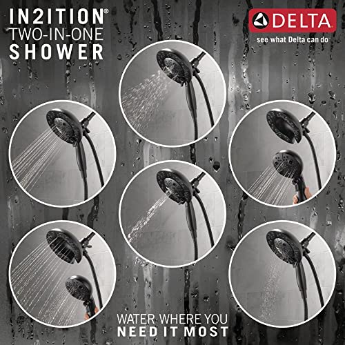 Delta Faucet 5-Spray In2ition Dual Shower Head with Handheld Spray, H2Okinetic Matte Black Shower Head with Hose, Showerheads, Handheld Shower Heads, Magnetic Docking, Matte Black 58480-BL-PK - color: Matte Black