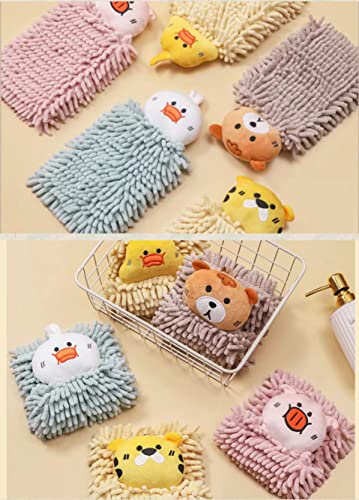 Ivymei 3 Pack Double-Sided Fuzzy Animal Chenille Hand Towels Cute Hanging Hand Towels with Loop for Bathroom Kitchen,Quick Dry(2 Mix) - color: 2 Mix