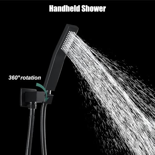 Heyalan Hand-held Shower Head Set-SUS304 Handheld Shower,Matte Black | SUS304 stainless steel wand, curved-style design, single rain spray, 59-inch long hose and standard 1/2-inch connection - color: Matte Black, style: Curved Style