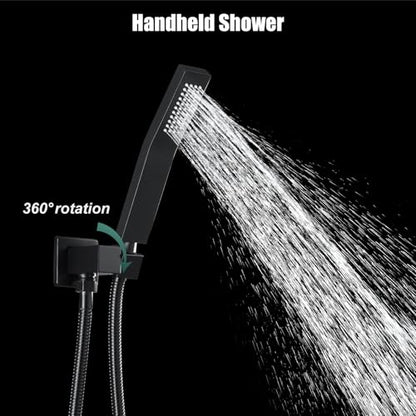 Heyalan Hand-held Shower Head Set-SUS304 Handheld Shower,Matte Black | SUS304 stainless steel wand, curved-style design, single rain spray, 59-inch long hose and standard 1/2-inch connection - color: Matte Black, style: Curved Style