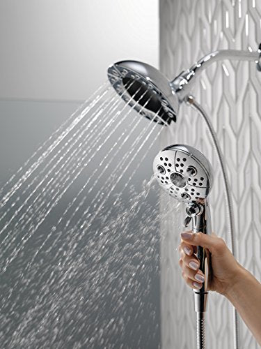 Delta Faucet 5-Spray In2ition Dual Shower Head with HandHeld Spray, H2Okinetic Chrome Shower Head with Hose, Showerheads, Handheld Shower Heads, Magnetic Docking, Chrome 58480-PK - color: Chrome