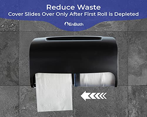 Commercial Toilet Paper Dispenser Wall Mount, Double (2 Roll) Locking Toilet Paper Holder (Black), Compact Two Roll, Side by Side Design Tissue Paper Dispenser (Dispensador de Papel Higienico Doble)