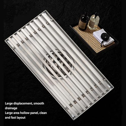 304 Stainless Steel Linear Shower Drain 8 Inch Long 20x10 cm Rectangular Floor Grate for 50 mm Pipe Middle Outlet (Middle Drain) - size: Middle Drain