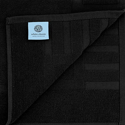 White Classic Luxury Bath Mat Floor Towel Set - Absorbent Cotton Hotel Spa Shower/Bathtub Mats [Not a Bathroom Rug] 22"x34" | 2 Pack | Black - color: 04: Black