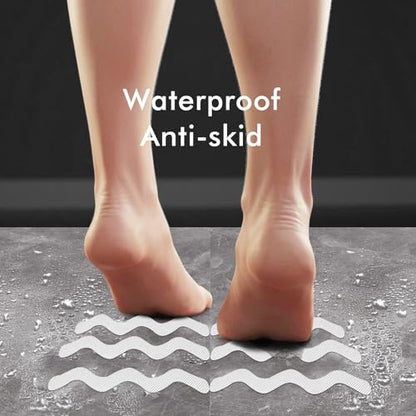 24 PCS Anti Slip Shower Stickers, Safety Bathtub Non Slip Strips, Adhesive Decals Anti Skid Tape with Scraper for Tub, Shower, Steps, Floor, Stairs - color: Clear