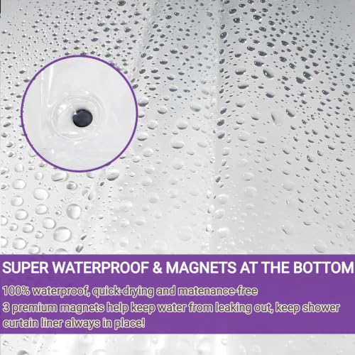 Clear Grape Shower Curtain Liner, Purple Plastic Transparent Pretty Shower Curtains for Bathroom, 72x72 Weighted Magnetic Shower Curtain Set with 12 Hooks - color: Clear Grape, size: 72"W x 72"L (Pack of 1)