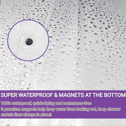 Clear Grape Shower Curtain Liner, Purple Plastic Transparent Pretty Shower Curtains for Bathroom, 72x72 Weighted Magnetic Shower Curtain Set with 12 Hooks - color: Clear Grape, size: 72"W x 72"L (Pack of 1)