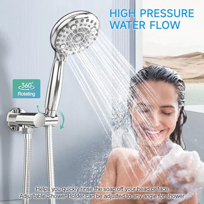 EMBATHER 10'' Shower System with Handheld & Trim Kit, Polished Chrome | 2-IN-1 Shower Faucet Set, 3-Mode Shower Head, 8-Setting Handheld Spray, Pressure-balanced Valve & Trim Kit - color: Polished Chrome, size: 10 Inch