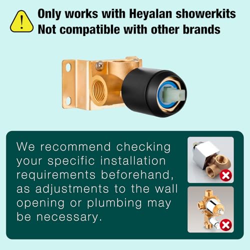 Heyalan 8 Inch Square Rain Shower Faucet Set with Valve, Matte Black | Female-thread 1/2-inch NPT connections, SUS304 shower head, brass rough-in valve, single-handle control Shower Set - color: Black, size: 8 Inch Square Shower Head