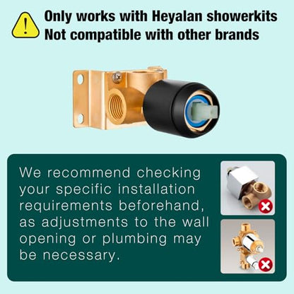 Heyalan 8 Inch Square Rain Shower Faucet Set with Valve, Matte Black | Female-thread 1/2-inch NPT connections, SUS304 shower head, brass rough-in valve, single-handle control Shower Set - color: Black, size: 8 Inch Square Shower Head